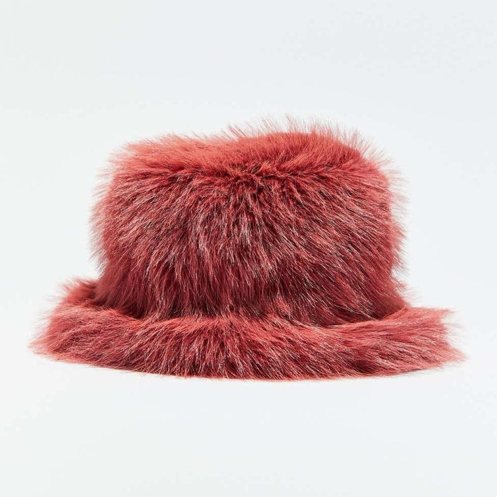 Urban Outfitters Faux Fur Bucket Hat - Red